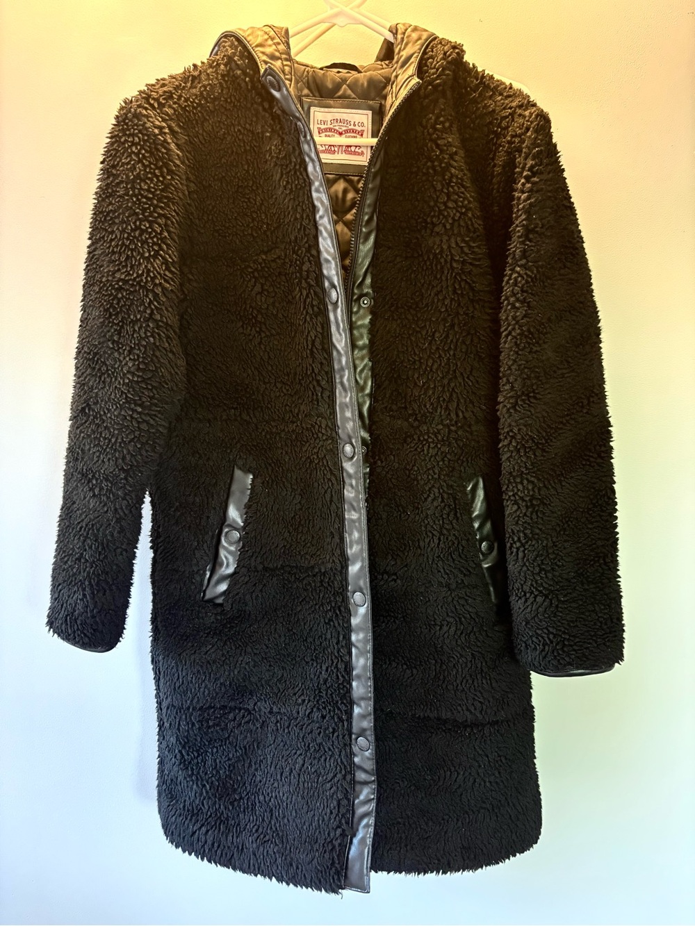 Levi's Black Sherpa Hooded Teddy Coat